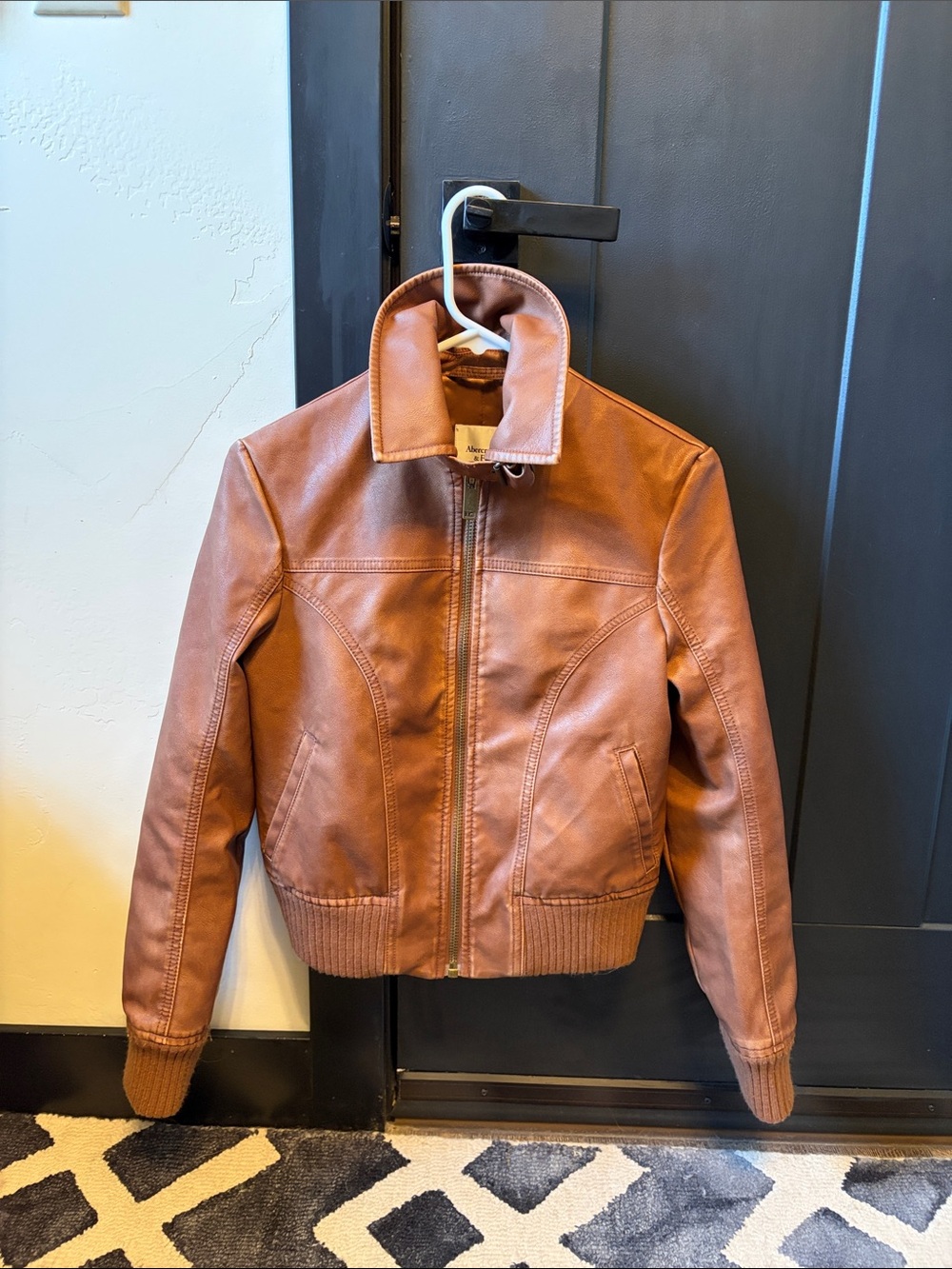 Abercrombie &fitch vegan leather bomber jacket